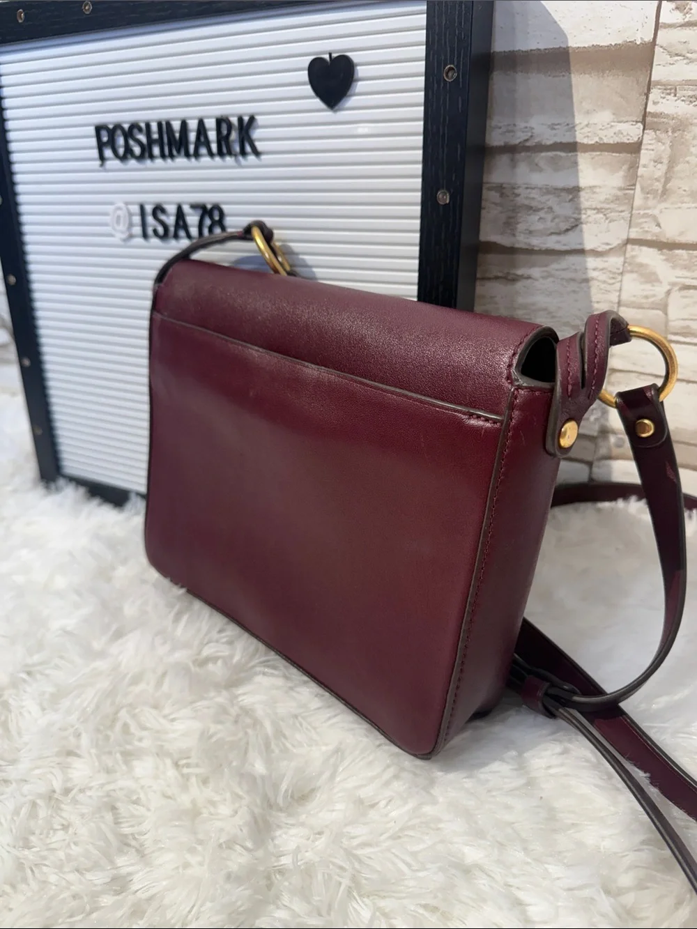 Tory Burch Burgundy Leather Miller Crossbody Bag